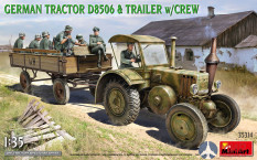 35314 Miniart 1/35 Немецкий трактор D8506 с прицепом, перевозящий пехотинцев