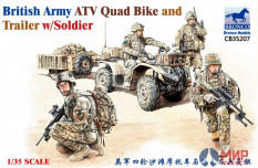 CB35207 Bronco Models British Army ATV Quad Bike and Trailer w/Soldier